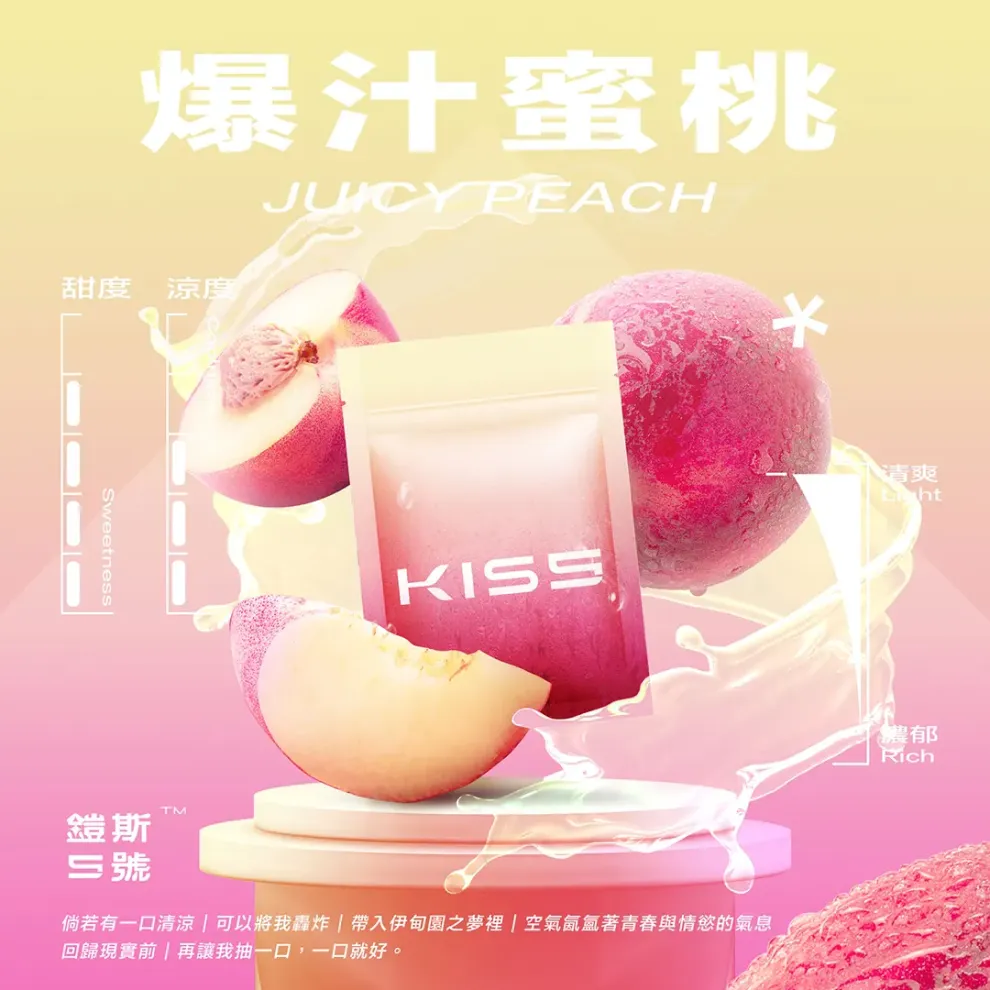 KIS5煙彈爆汁蜜桃口味評價｜多汁蜜桃甜香與清爽口感完整解析